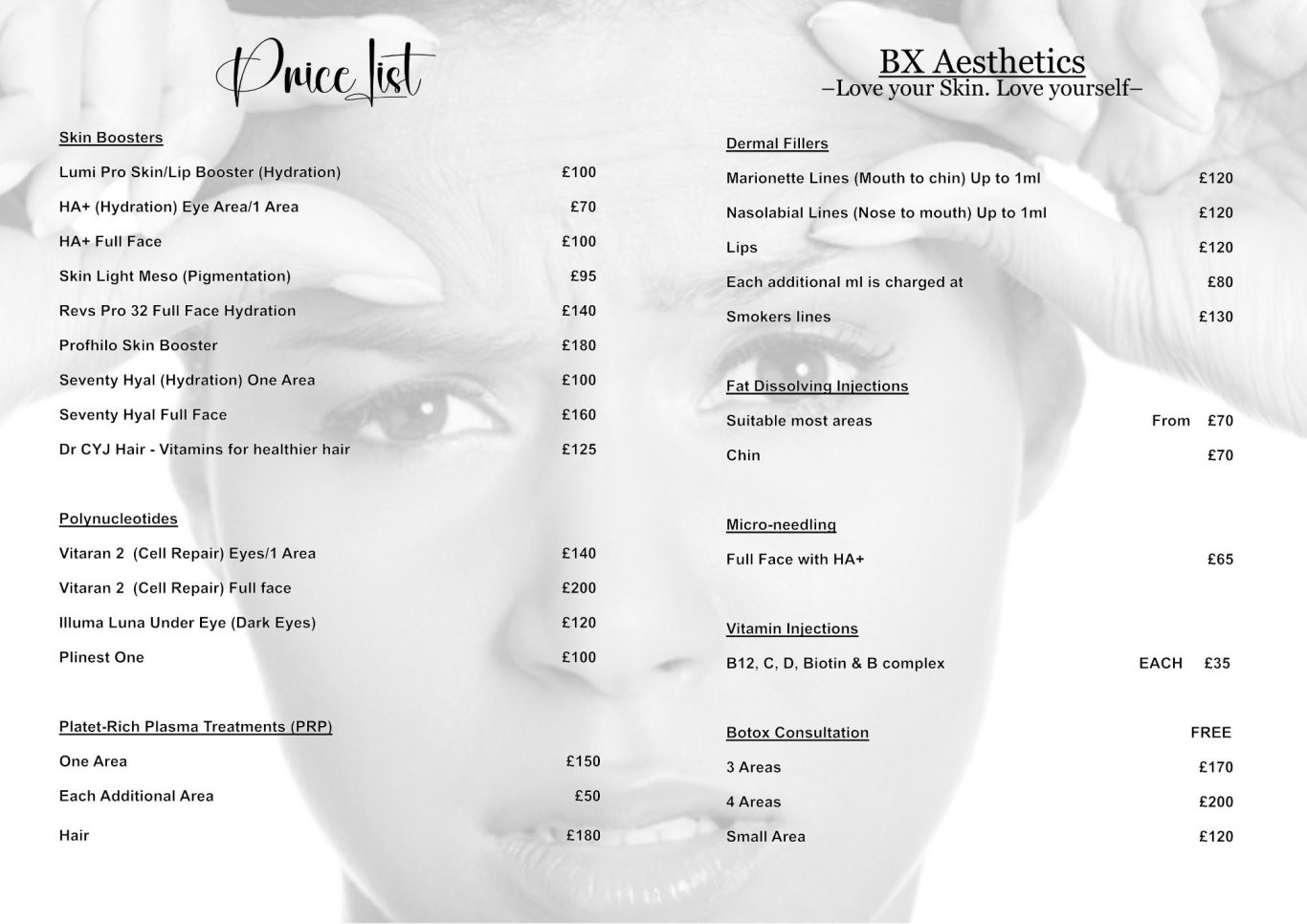 Skin Boosters, Dermal Fillers, Fat Dissolving, Vitamins, Anti-wrinkle, polynucleotides, Profhio, Dr CYJ Hair.